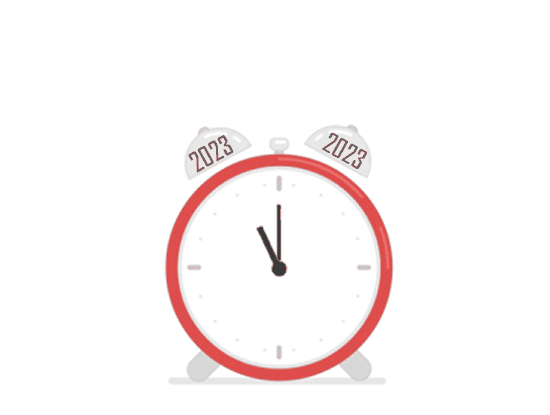 Happy 2024: Animated gif with an alarm clock that passes into the new year