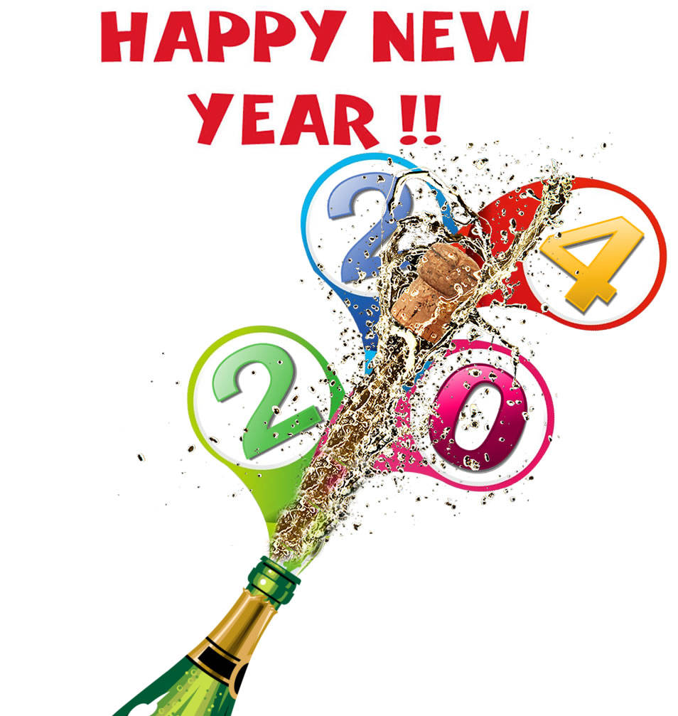 Colorful and cheerful image, let's uncork the new year 2024