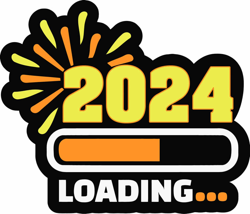 Loading... 2024. Image with charging battery level in progress.