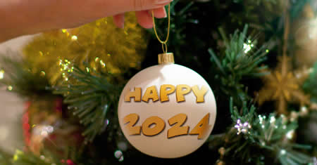 Decorative ball with the inscription HAPPY 2024