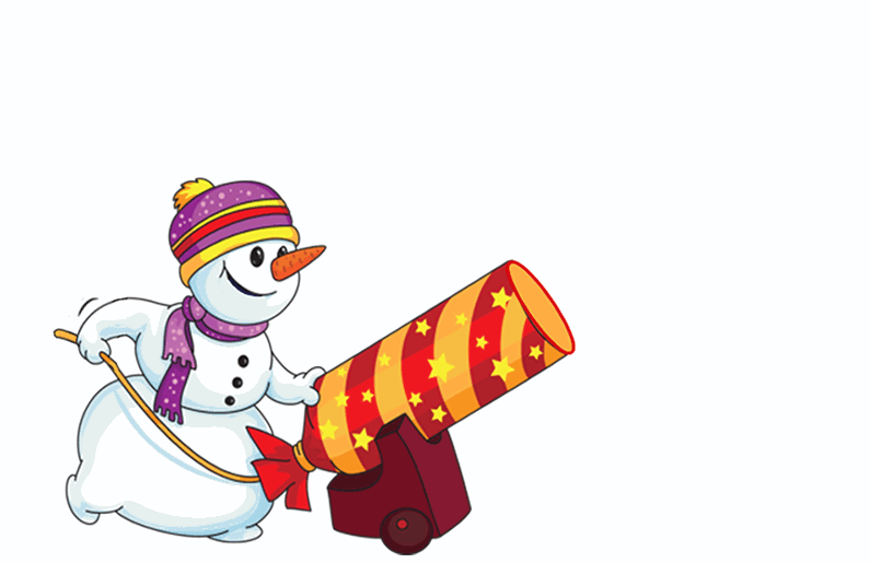 2024 funny animated gif with snowman shooting greetings