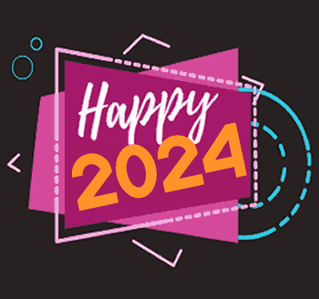 Happy 2024 animated picture in pink color