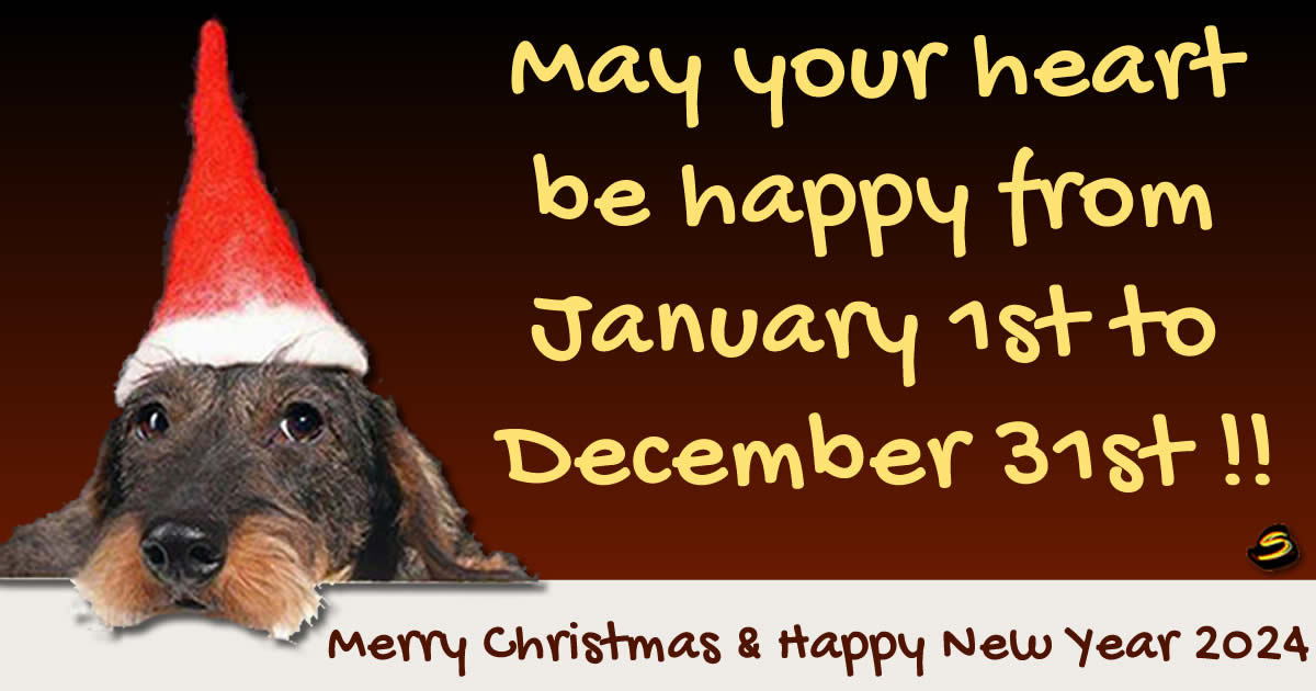 Christmas image with dog. January 1st-December 31st 2024