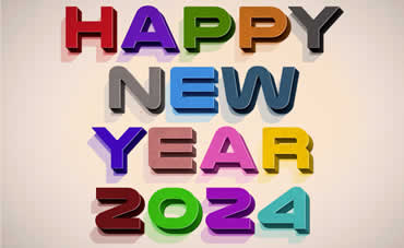 happy new year 2024 colorful vintage retro effect image