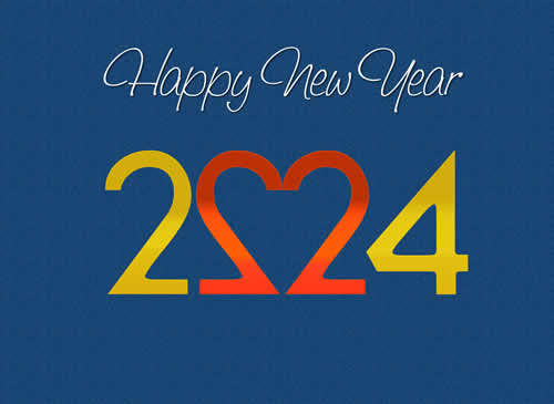 Happy New Year 2024 romantic image with heart
