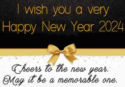 Elegant greeting card for happy new year on black background with gold text with a nice phrase.