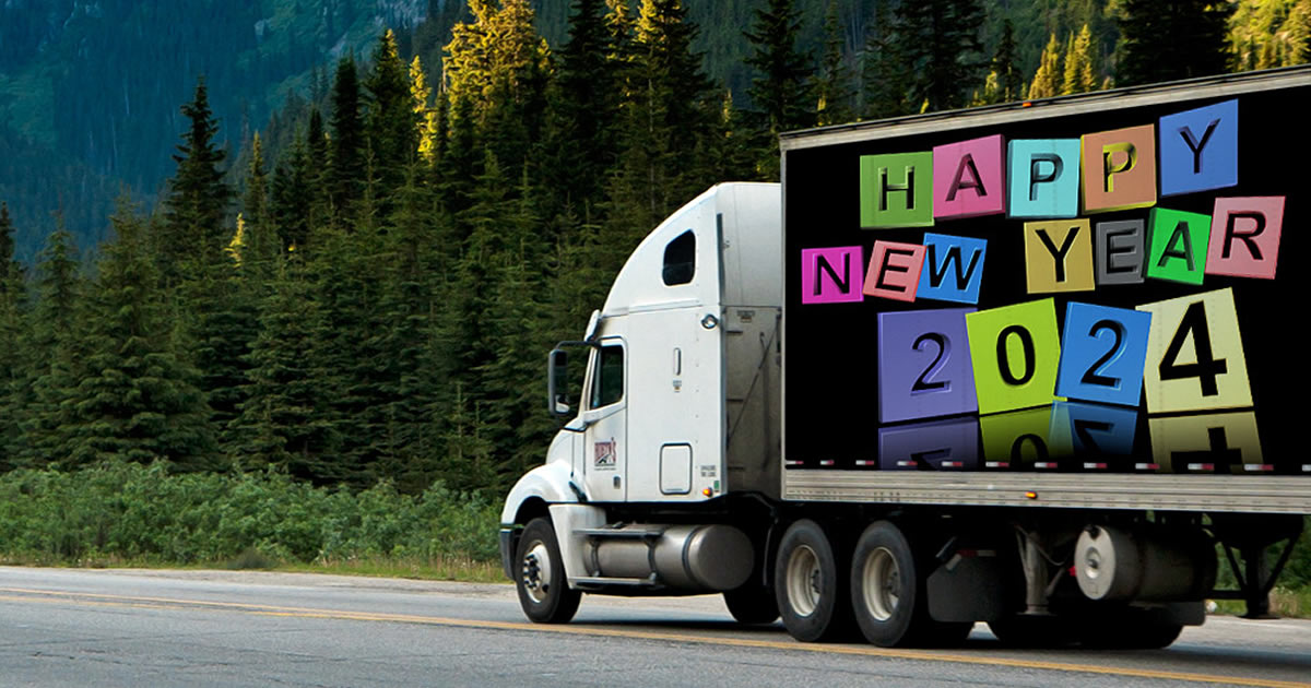 truck with HAPPY 2024 printed on the body